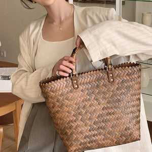 Bolsa Palha Praia Marrom Savannah Luxe