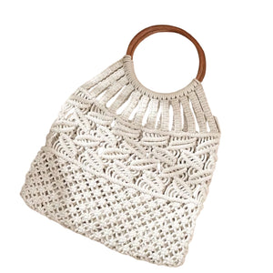 Bolsa Praia Crochê Claire - Elegância em Corda Artesanal Branco
