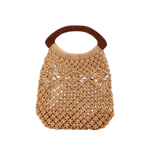 Bolsa Praia Crochê Elise - Estilo Retrô em Cáqui