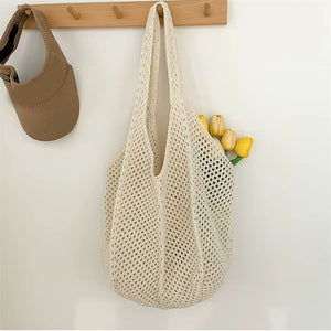 Bolsa Praia Crochê Bege