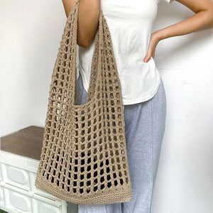 Bolsa de Praia de Crochê Verbena Duna Cáqui