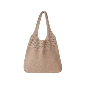 Bolsa Praia Malha Melissa - Estilo Crochê Casual Cáqui