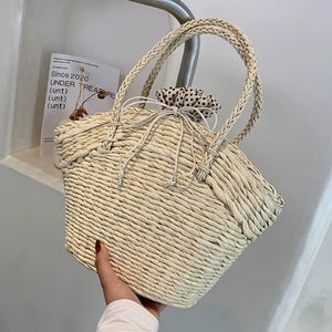Bolsa Praia Palha Rattan Bege