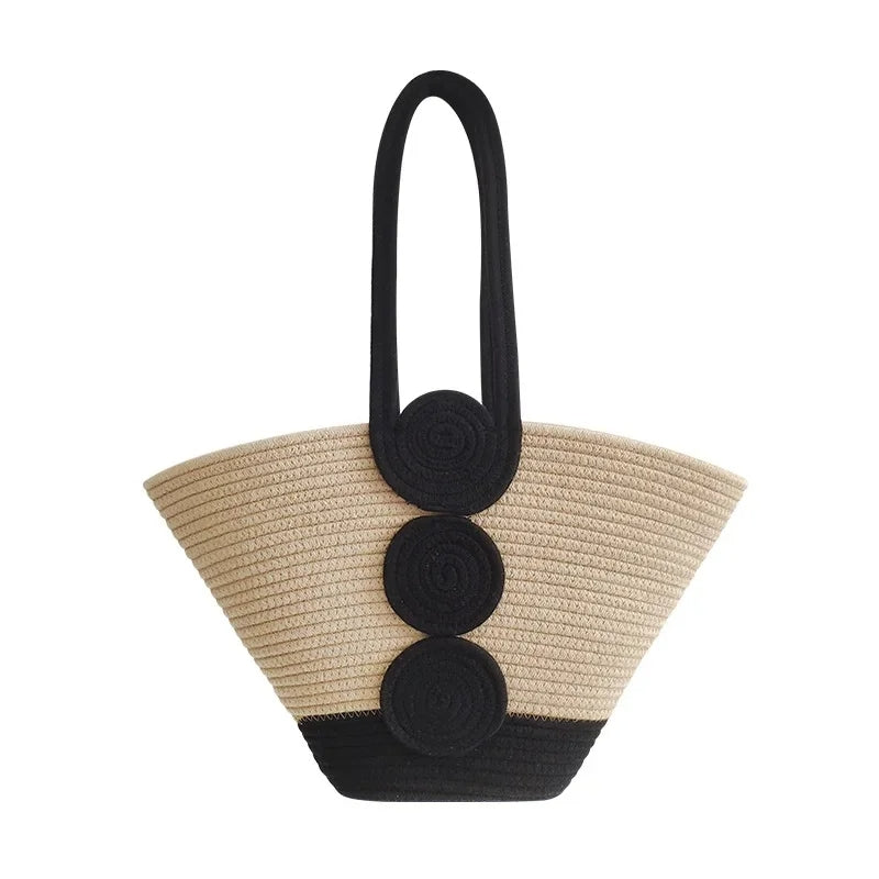 Bolsa Praia Palha Santorini – Branco Traçado