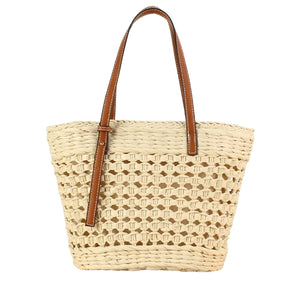 Bolsa Praia Palha em Rattan Aurora - Bege Elegante
