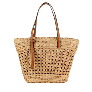 Bolsa Praia Palha em Rattan Aurora - Cáqui Elegante
