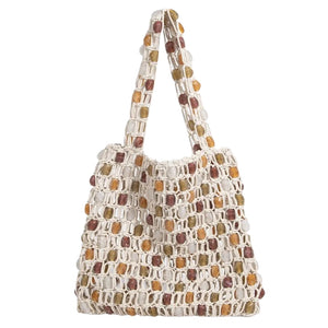 Bolsa Croche Praia com Pedras Jade - Branco Casual