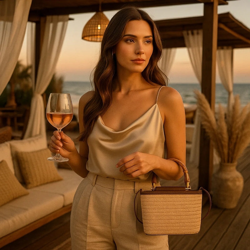 Bolsa Praia de Palha Crossbody - Verão Elegante