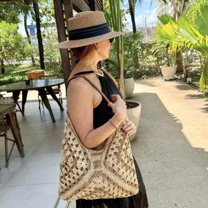 bolsa de praia de palha