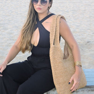 bolsa de palha grande artesanal