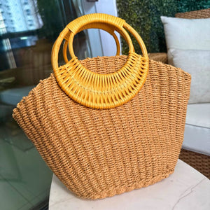 bolsa de palha de praia chic