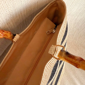 bolsa de palha com fecho em ziper