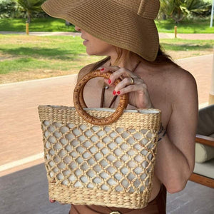 bolsa de palha de praia chique
