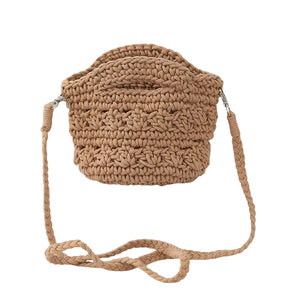 Bolsa de Praia de Crochê Luna - Pequena em Cáqui