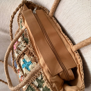 Bolsa de Crochê Praia com Zíper