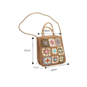 Bolsa de Crochê Praia Florale Medidas