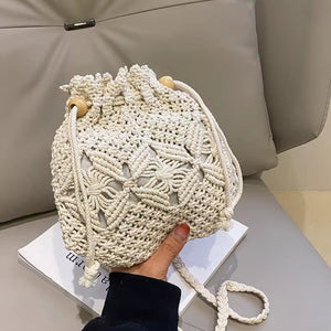 Bolsa de Crochê Luxo Artesanal em Branco