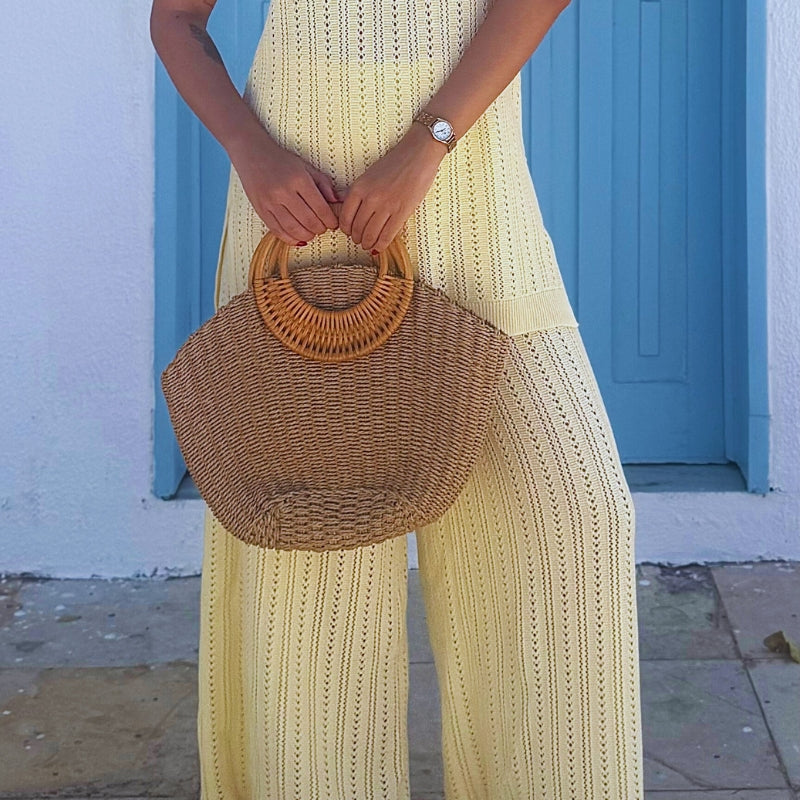 Bolsa de Palha de Praia Estilo Boho
