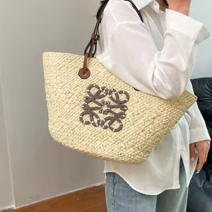 Bolsa de Praia Chique Belle Lune – Palha Bege Sofisticada