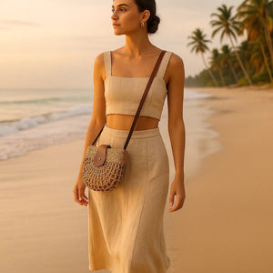 Bolsa de Praia Chique Palha Cáqui
