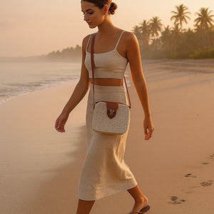 Bolsa de Praia Chique Retangular Bege