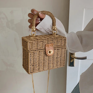 Bolsa de Praia Chique Trançada Serena Cáqui