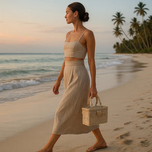 Modelo Bolsa de Praia Chique Trançada Solene