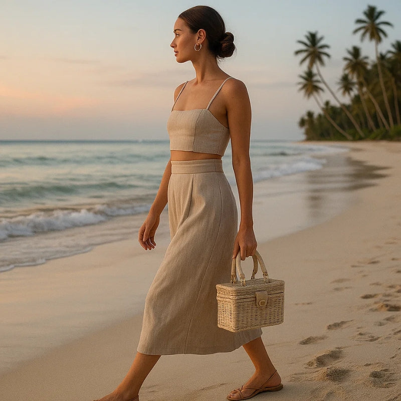 Modelo Bolsa de Praia Chique Trançada Solene