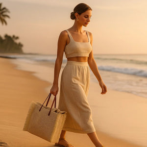 Bolsa de Praia Grande Palha Bege