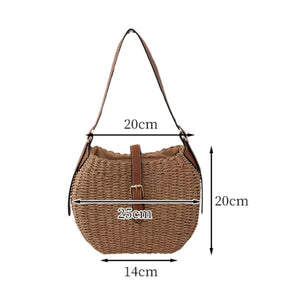 Bolsa de Praia Siena Palha Natural Cáqui Medidas