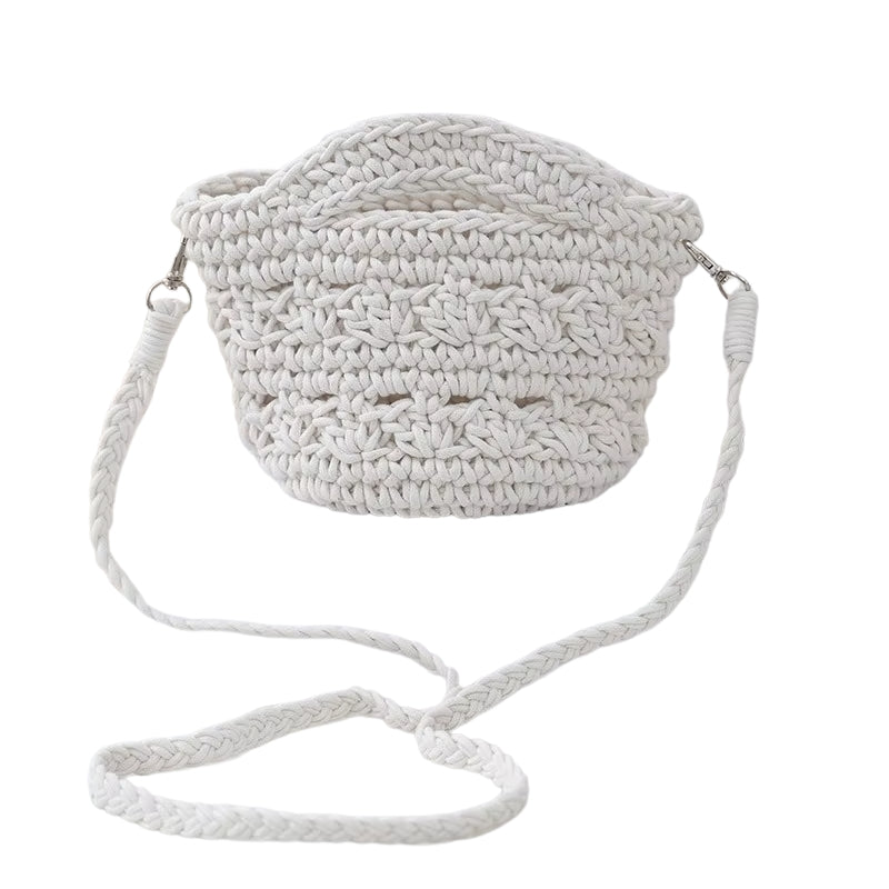 Bolsa de Praia de Crochê Luna - Pequena em Branco