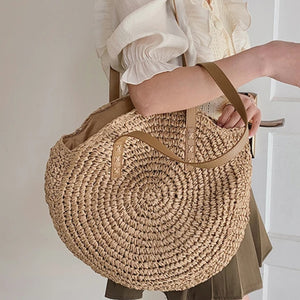 Bolsa de Praia de Palha Venti Cáqui Com Zíper