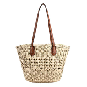 Bolsa de Vime para Praia Juliana – Charme e Espaço em Bege