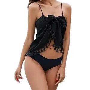 Canga de Praia em Chiffon Curto Preto
