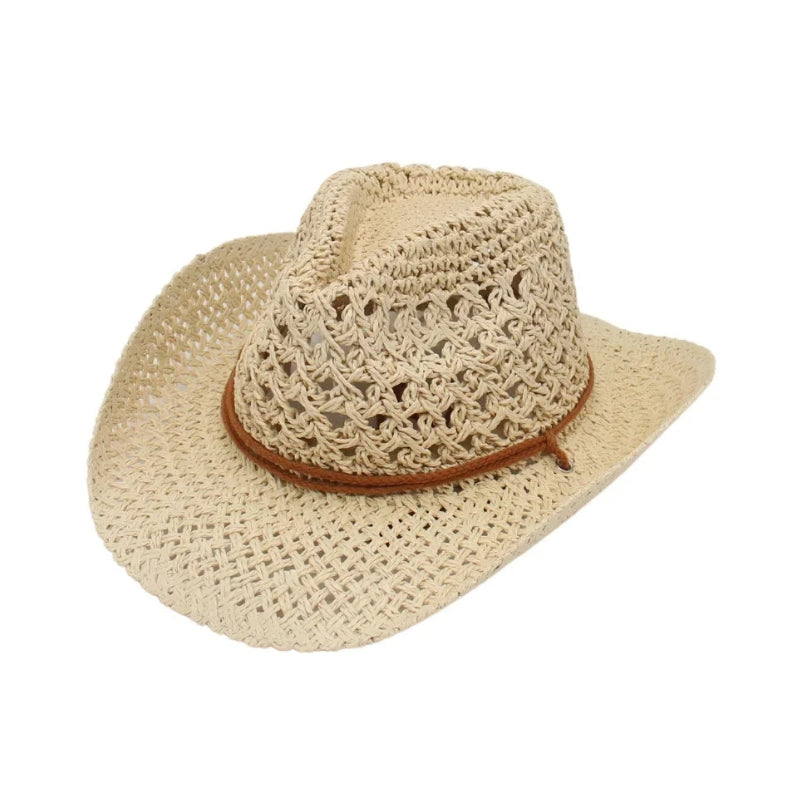 Chapéu de Palha Cowboy Vintage - Leve e com Proteção UV Bege