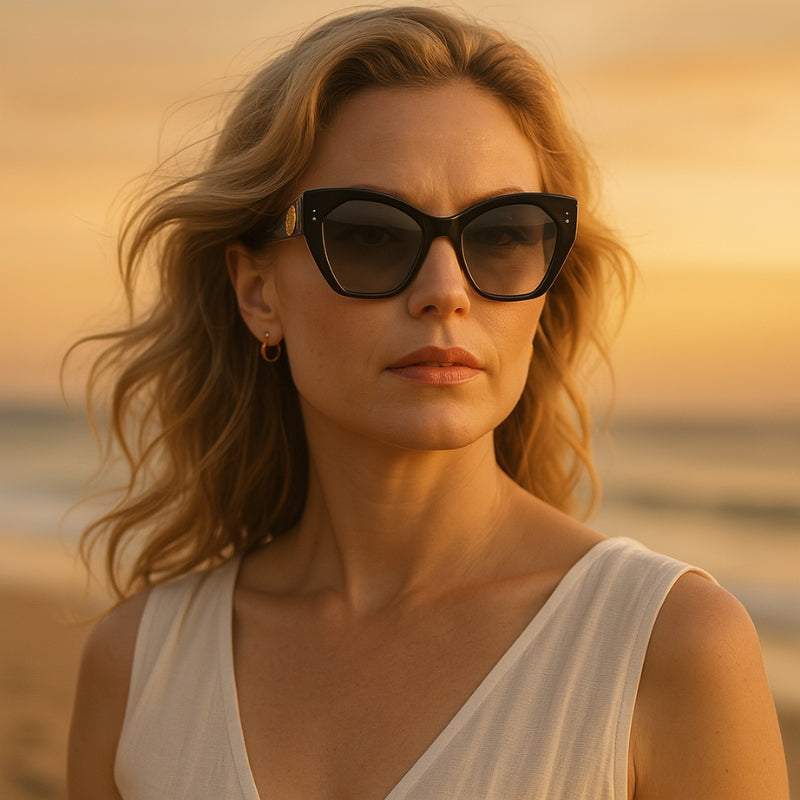 Óculos Feminino de Sol Cannes - Estilo Borboleta Polarizado Preto