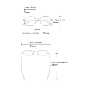 Óculos de Sol Feminino Moderno Medidas
