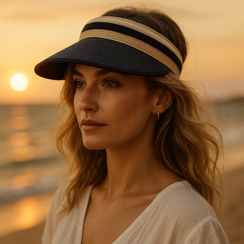 Viseira Feminina de Palha – Estilo e Proteção no Verão Preto