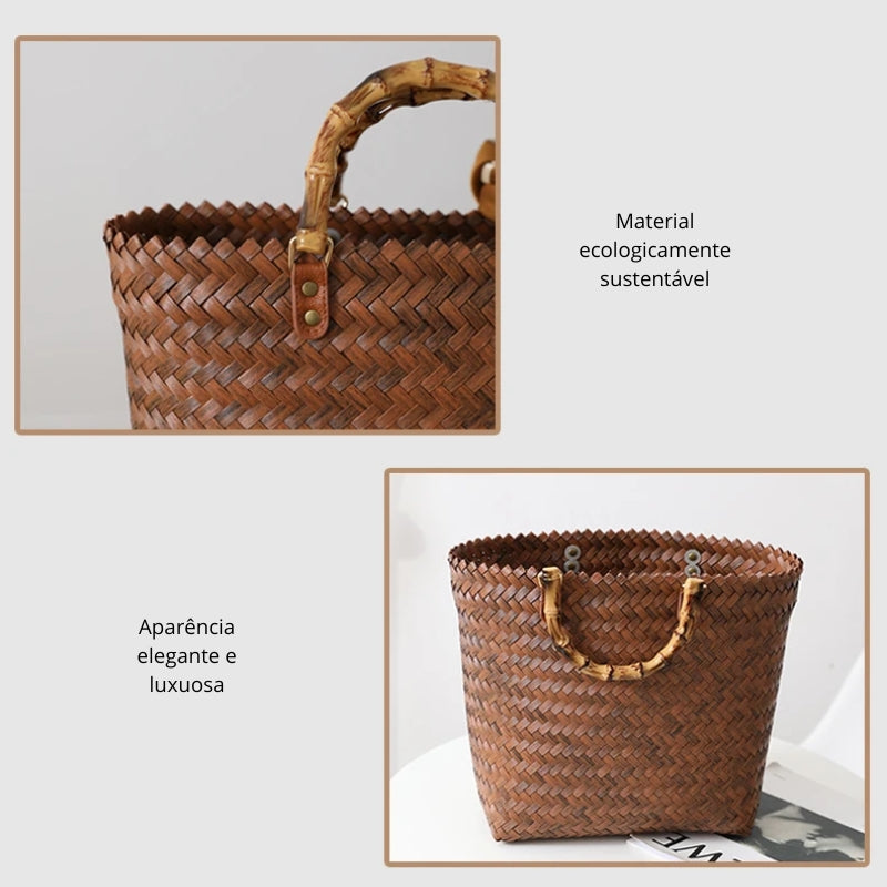 Bolsa de Palha Praia Marrom 
