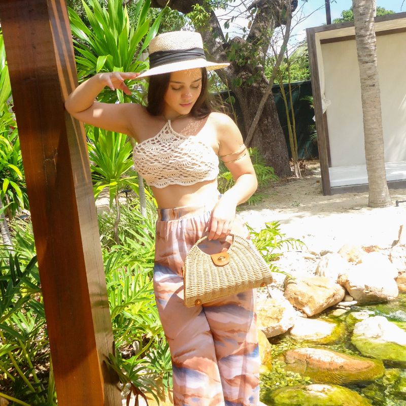 Bolsa Palha Praia Semicircular Aurelle 