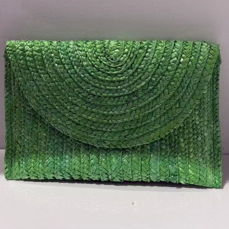Bolsa Palha Praia Verde - Feita à Mão