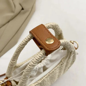 Bolsa Palha Trançada Detalhes do Fecho 