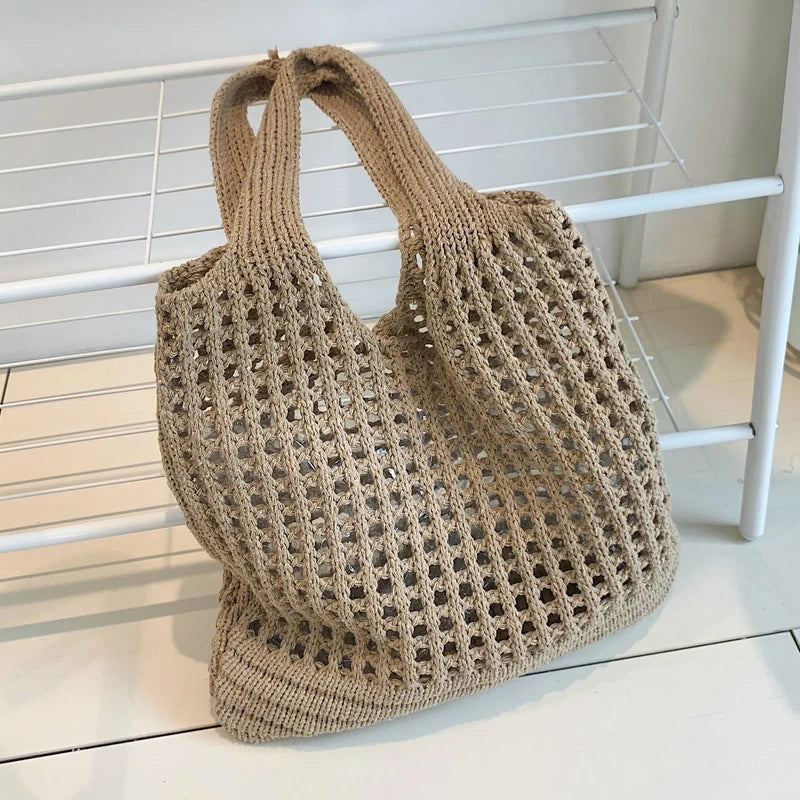 Bolsa Praia Crochê Verbena Duna Cáqui Bolsa de Praia