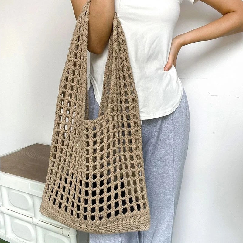 Bolsa de Praia de Crochê Verbena Duna Cáqui