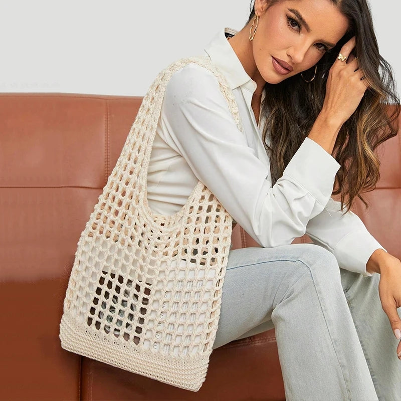 Bolsa de Praia Chique Crochê Verbena Soleil Bege