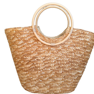 Bolsa Praia Ibiza Luxo - Palha Natural com Alça Redonda