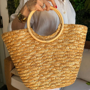 Bolsa Palha Bege Verão 2025