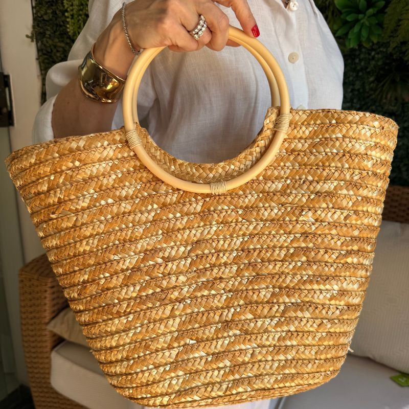 Bolsa Palha Bege Verão 2025