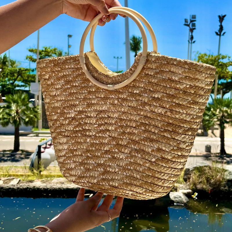 Bolsa Praia Ibiza Luxo Palha Natural 