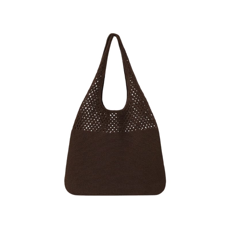 Bolsa Praia Malha Melissa - Estilo Crochê Casual Marrom